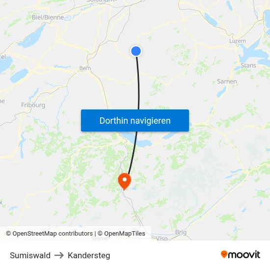 Sumiswald to Kandersteg map