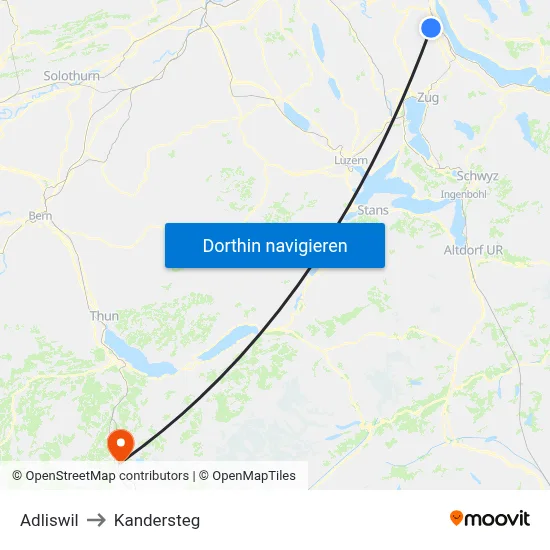 Adliswil to Kandersteg map
