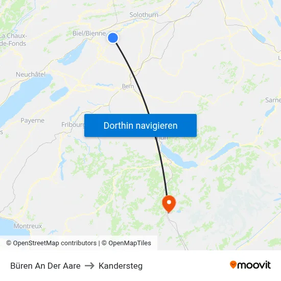 Büren An Der Aare to Kandersteg map