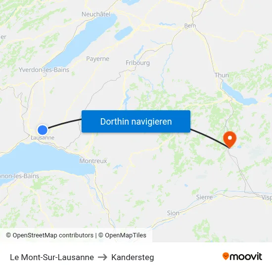 Le Mont-Sur-Lausanne to Kandersteg map