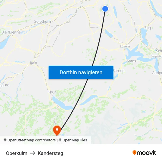 Oberkulm to Kandersteg map
