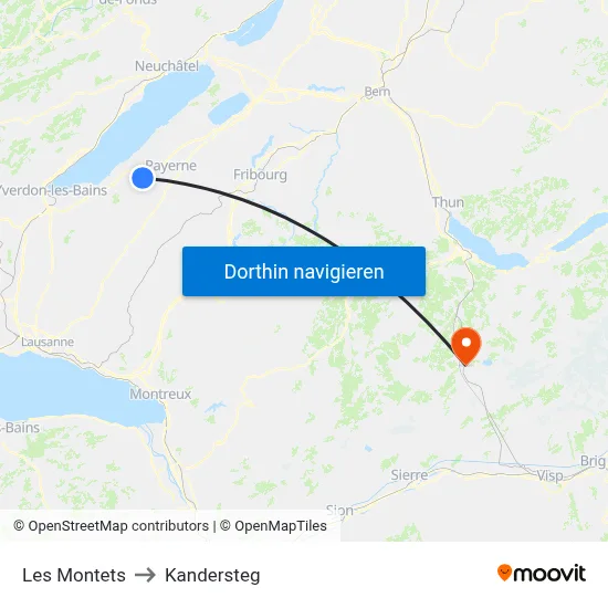 Les Montets to Kandersteg map