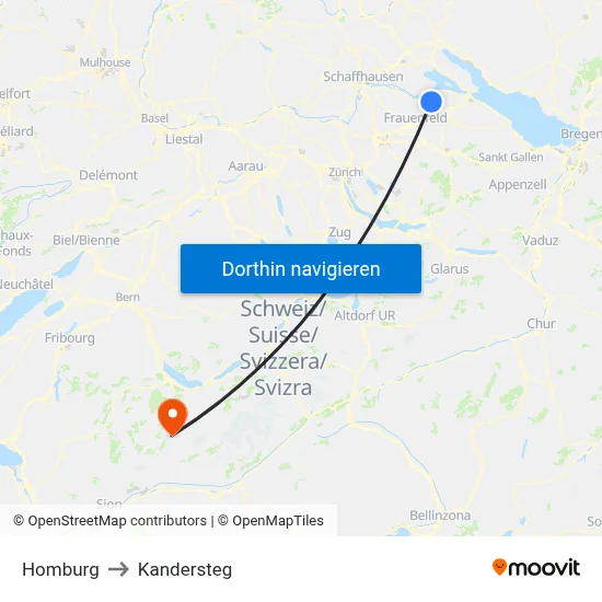 Homburg to Kandersteg map