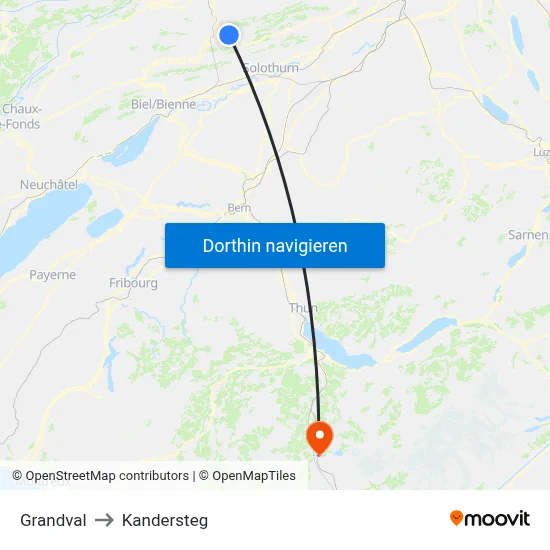 Grandval to Kandersteg map