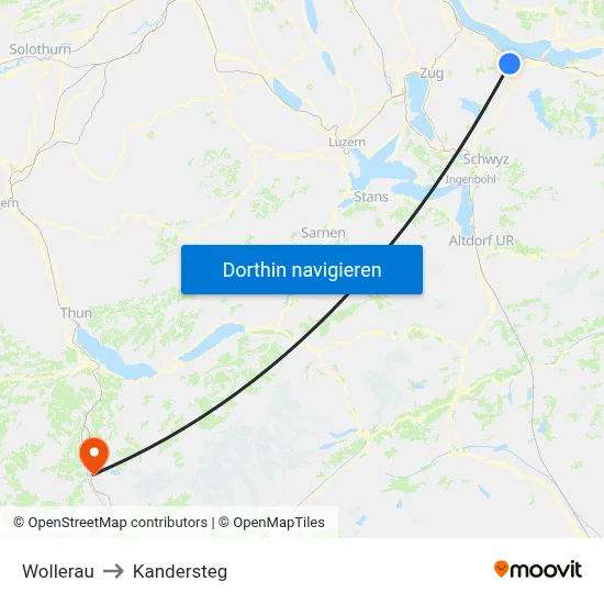 Wollerau to Kandersteg map
