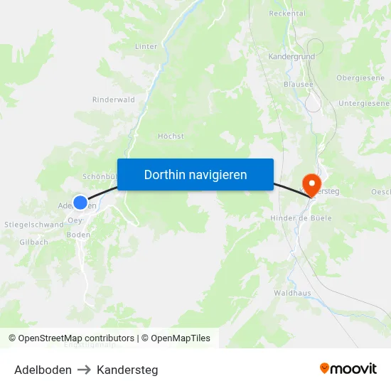 Adelboden to Kandersteg map