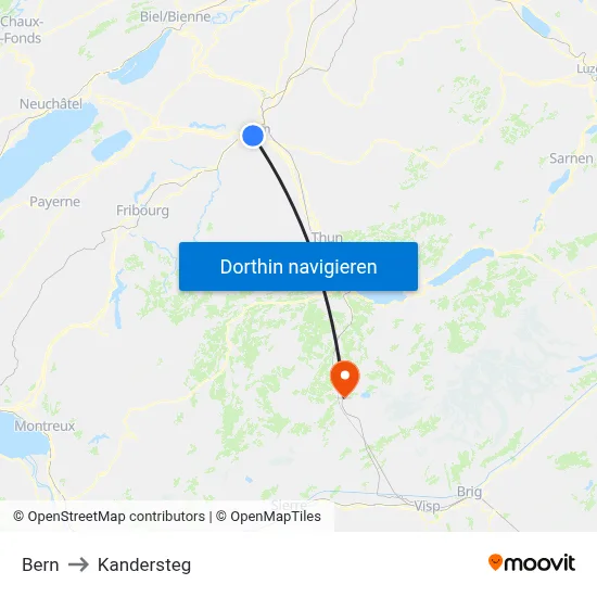 Bern to Kandersteg map