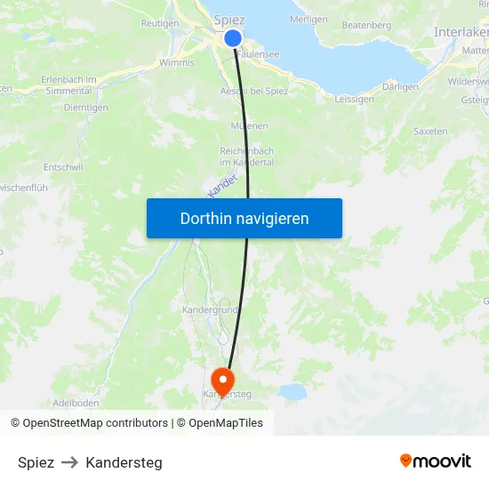 Spiez to Kandersteg map