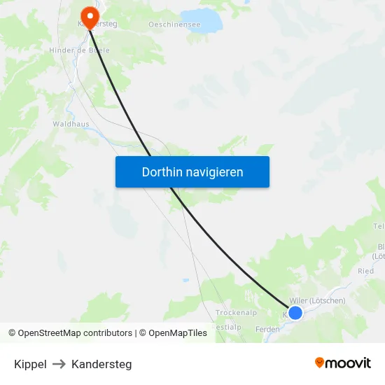 Kippel to Kandersteg map