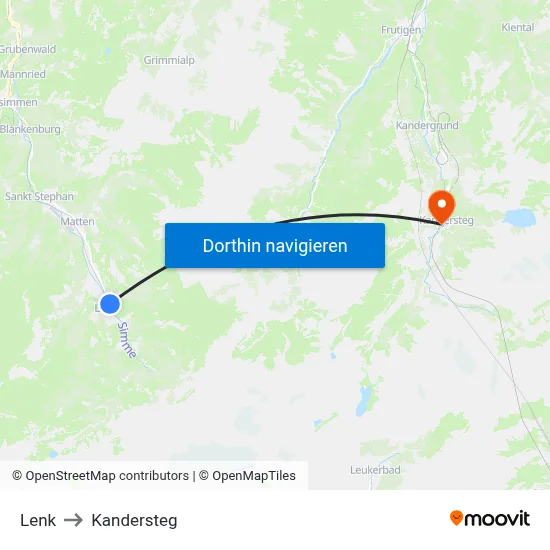 Lenk to Kandersteg map