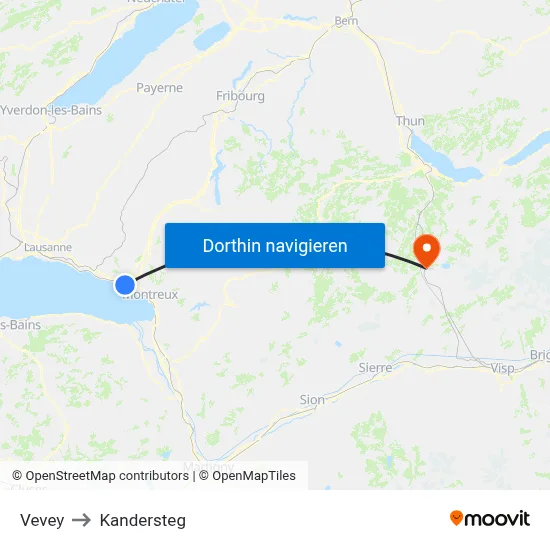 Vevey to Kandersteg map