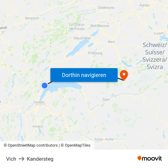 Vich to Kandersteg map