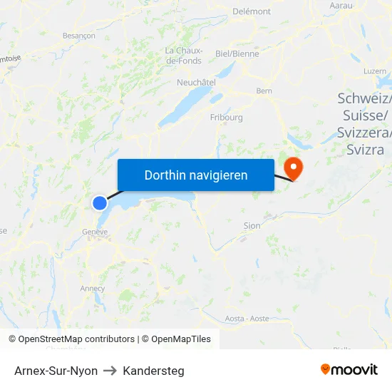 Arnex-Sur-Nyon to Kandersteg map