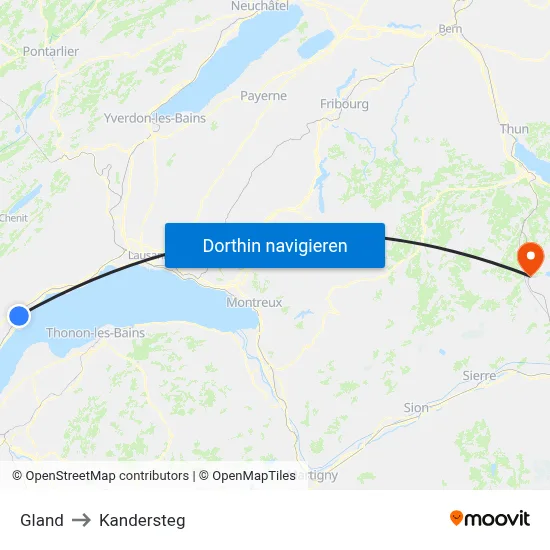 Gland to Kandersteg map