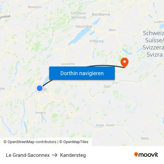 Le Grand-Saconnex to Kandersteg map
