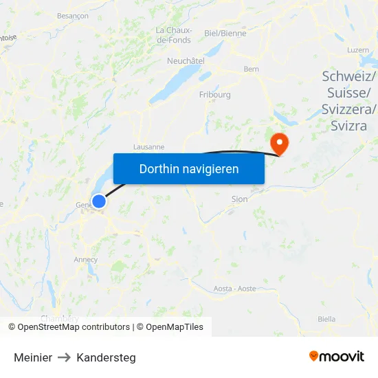 Meinier to Kandersteg map