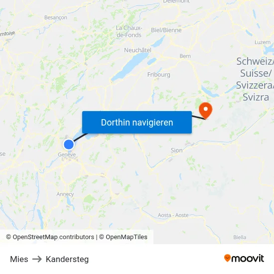 Mies to Kandersteg map