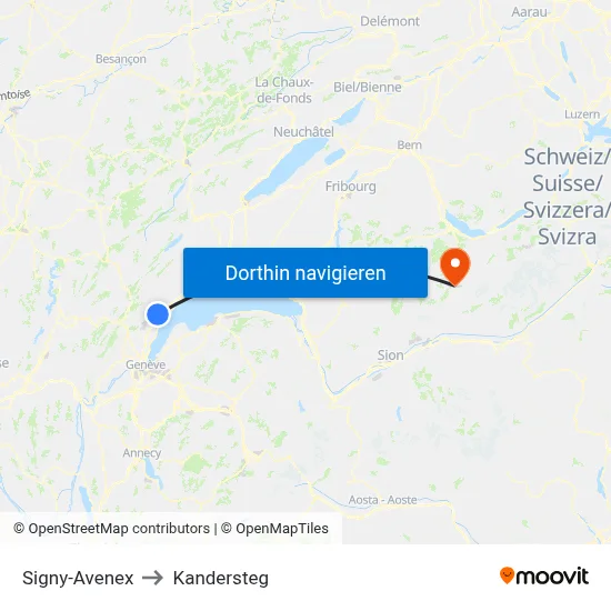 Signy-Avenex to Kandersteg map