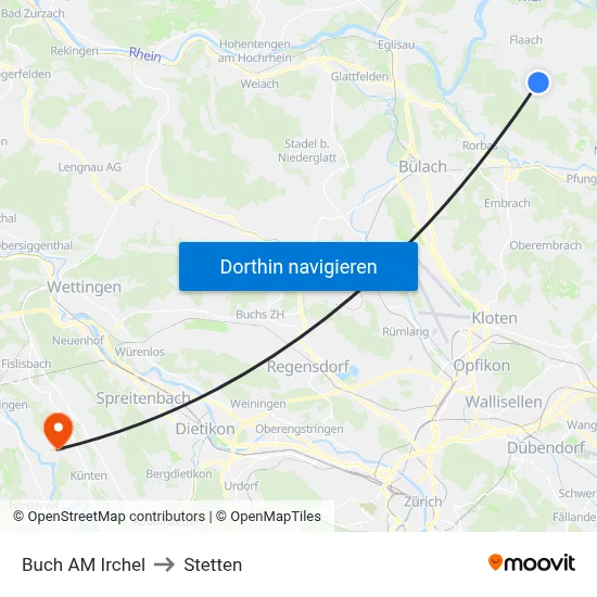 Buch AM Irchel to Stetten map