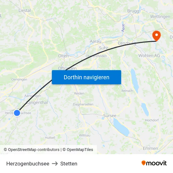 Herzogenbuchsee to Stetten map