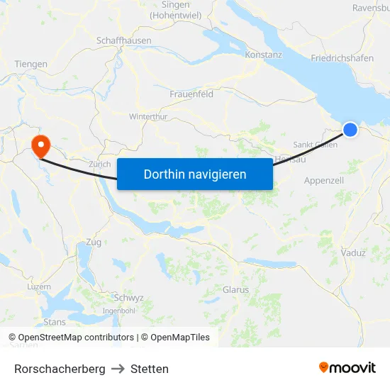Rorschacherberg to Stetten map