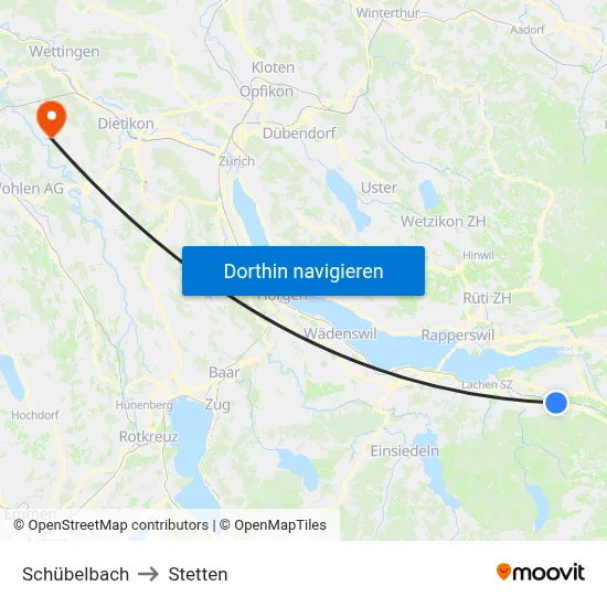 Schübelbach to Stetten map
