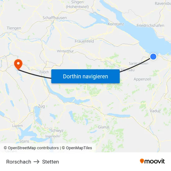 Rorschach to Stetten map