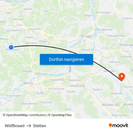Wölflinswil to Stetten map