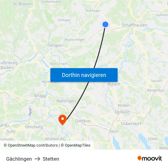 Gächlingen to Stetten map