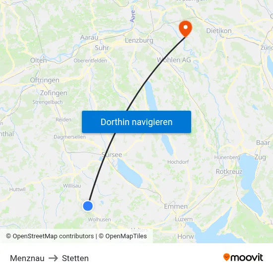 Menznau to Stetten map