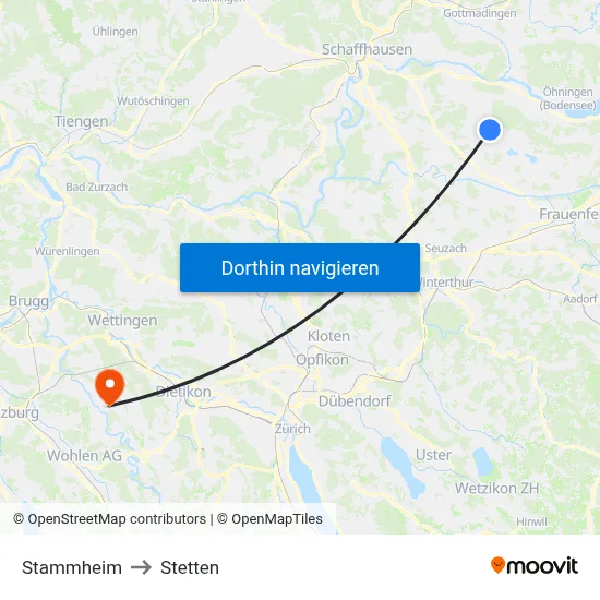 Stammheim to Stetten map