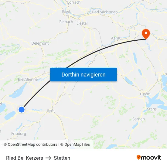 Ried Bei Kerzers to Stetten map