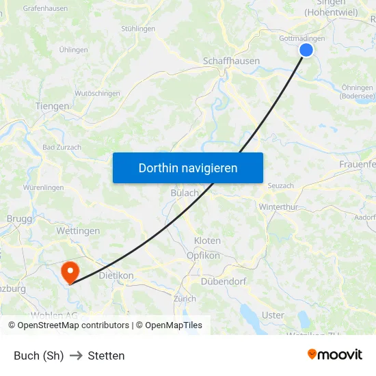 Buch (Sh) to Stetten map