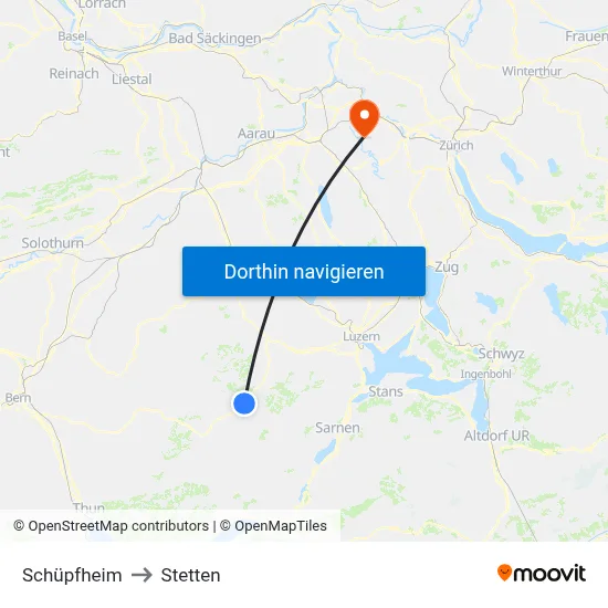 Schüpfheim to Stetten map