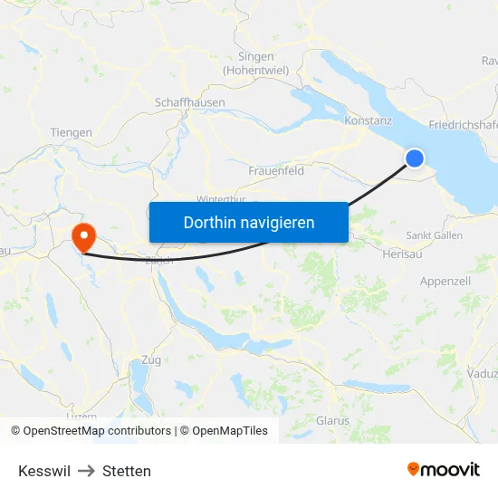 Kesswil to Stetten map