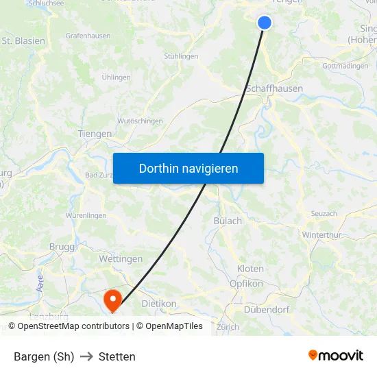 Bargen (Sh) to Stetten map