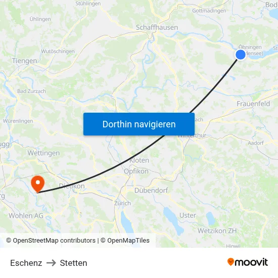 Eschenz to Stetten map