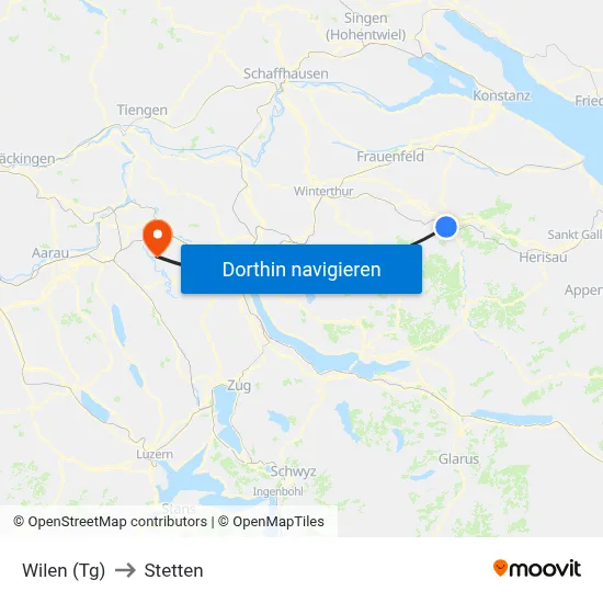 Wilen (Tg) to Stetten map