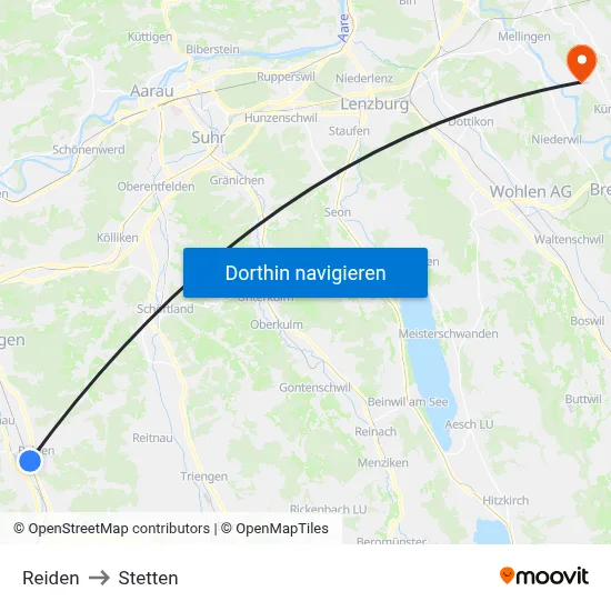 Reiden to Stetten map