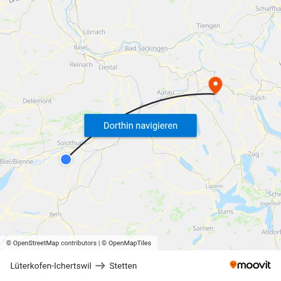 Lüterkofen-Ichertswil to Stetten map