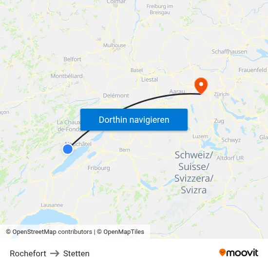 Rochefort to Stetten map