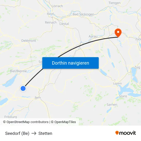 Seedorf (Be) to Stetten map