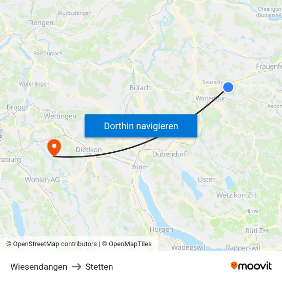 Wiesendangen to Stetten map