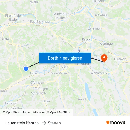Hauenstein-Ifenthal to Stetten map
