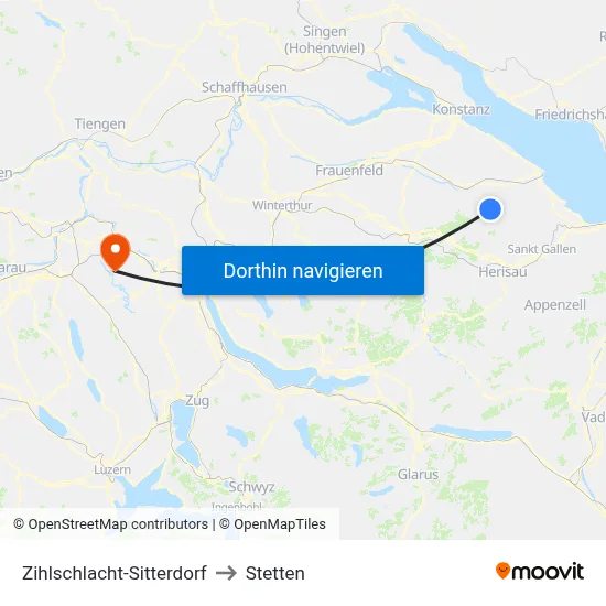 Zihlschlacht-Sitterdorf to Stetten map