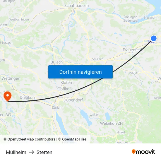 Müllheim to Stetten map