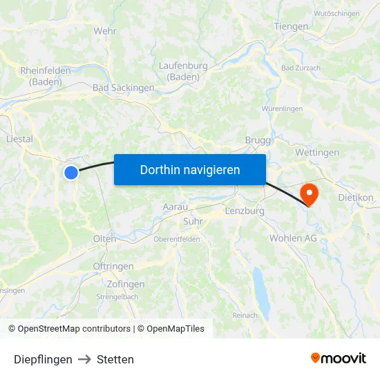 Diepflingen to Stetten map
