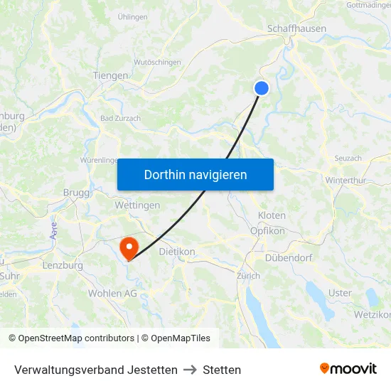 Verwaltungsverband Jestetten to Stetten map