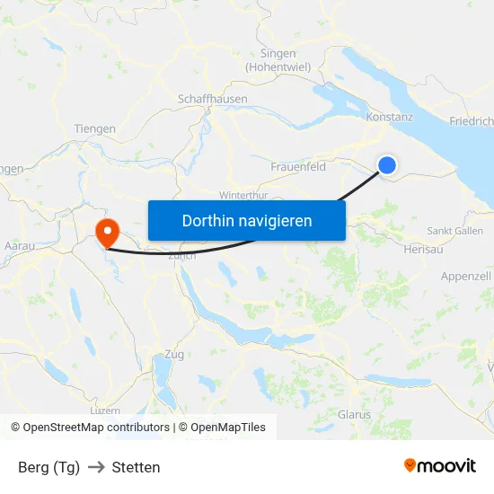 Berg (Tg) to Stetten map