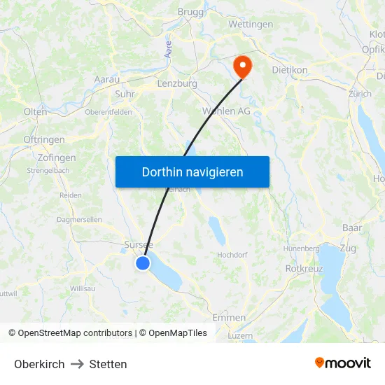 Oberkirch to Stetten map